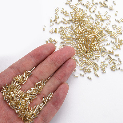Plated Glass Bugle Beads SEED-S046-01A-22-1
