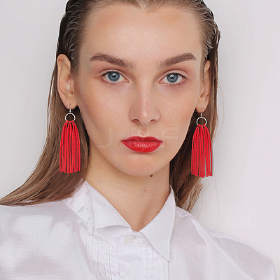 6 Pairs 6 Colors Faux Suede Tassel Earrings EJEW-FI0003-08-1