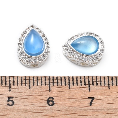 Brass Light Sky Blue Glass Teardrop Multi-Strand Links KK-B125-09S-1