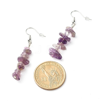 Natural Amethyst Chip Beads Dangle Earrings EJEW-JE04649-05-1