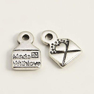 Tibetan Style Alloy Envelope Carved Heart and Word Made with Love Charms for Gift Making X-LF0643Y-1