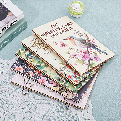Wooden 2-Ring Loose Leaf Binder Postcard Phote Album Cover DIY-WH0547-065-1