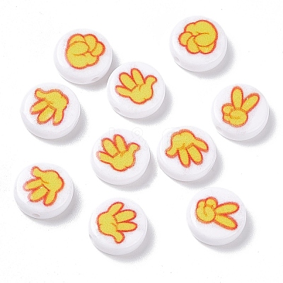 Opaque Printed Acrylic Beads SACR-F004-01A-1