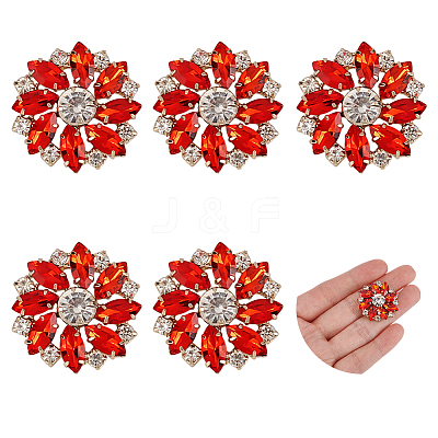 6Pcs Alloy Rhinestone 1-Hole Shank Buttons BUTT-FG0001-42A-1