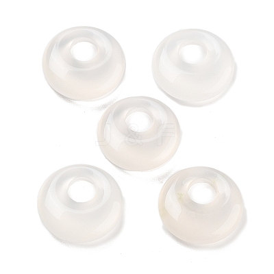 Natural White Chalcedony Flat Round Charms G-P537-03B-1