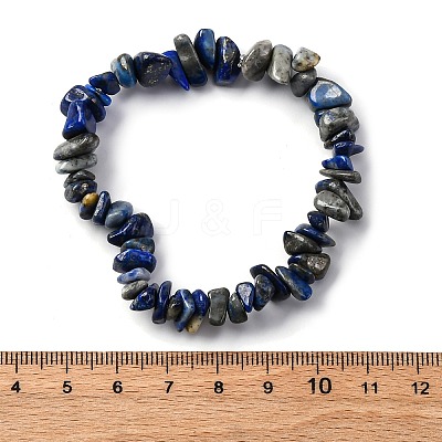 Unisex Chip Natural Lapis Lazuli Beaded Stretch Bracelets BJEW-S143-07-1