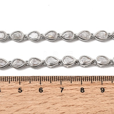 Brass Micro Pave Cubic Zirconia Geometric Tennis Necklaces NJEW-C121-02B-P-1