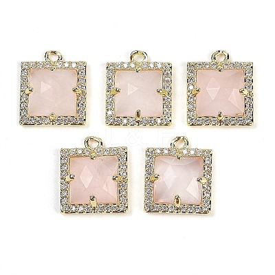 Natural Rose Quartz Faceted Square Charms G-I375-06G-05-1