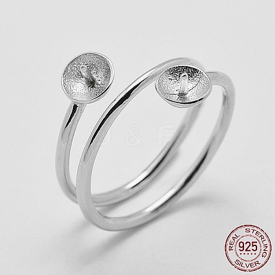 Anti-Tarnish Rhodium Plated 925 Sterling Silver Finger Design Ring Mounts Fittings with Pearl Seat STER-A070-040-1