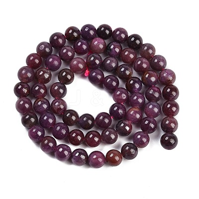 Natural Gemstone Ruby Round Beads Strands G-O017-6.5mm-06-1