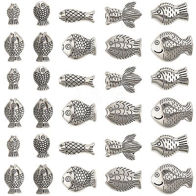 100Pcs 10 Styles Tibetan Style Alloy Beads TIBEB-SC0001-55-1