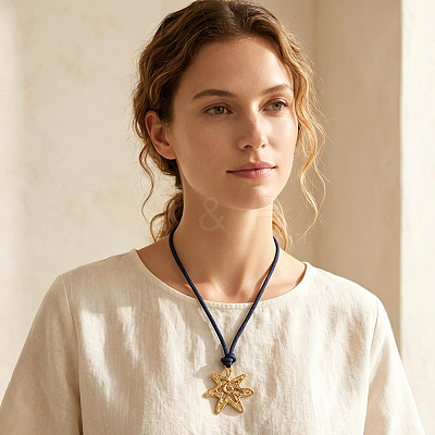 Alloy Flower Pendant Adjustable Nylon Cord Tie Knot Necklaces for Women WG58F26-01-1