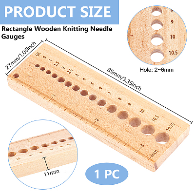 1Pc Rectangle Wooden Knitting Needle Gauges TOOL-BC0002-94A-1