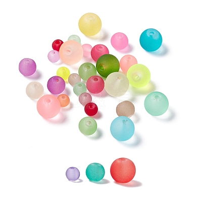 500Pcs 3 Style Transparent Frosted Glass Beads FGLA-FS0001-01-1