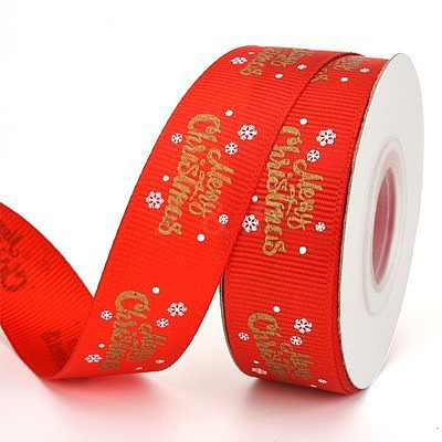 Christmas Theme Polyester Grosgrain Ribbon PW-WG86446-09-1