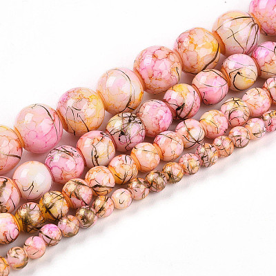 Baking Paint Glass Beads Strands DGLA-N003-8mm-B02-1