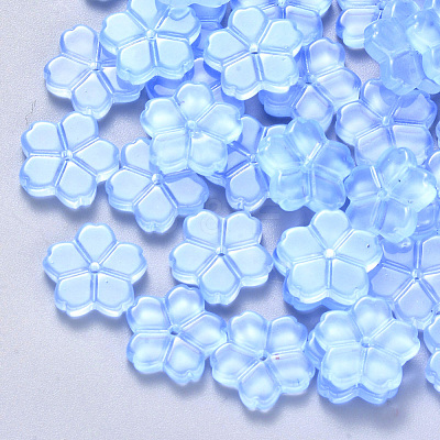Transparent Single Face Spray Painted Glass Beads GLAA-S190-006B-01-1