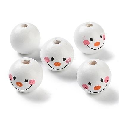 Printed Wood European Beads WOOD-Z002-02B-1