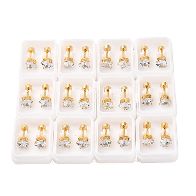 Heart Glass Ear Fake Plugs EJEW-H105-25G-D-1