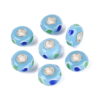 Handmade Lampwork & Brass Core European Beads LAMP-N044-04S-02-1