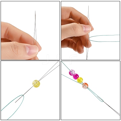 Iron Collapsible Big Eye Beading Needles ES001Y-S-125mm-01-1