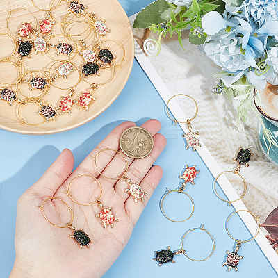 6 Sets Alloy Enamel Wine Glass Charms AJEW-HY0001-49-1