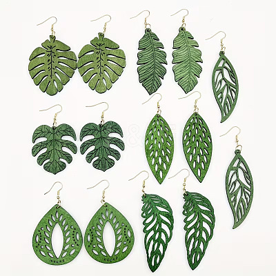 Wood Dangle Earrings for Women WGE9009-01-1