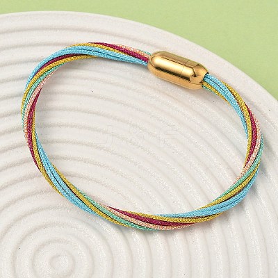 304 Stainless Steel with Polyester Metallic Cord Bracelets for Women BJEW-Z145-01G-33-1