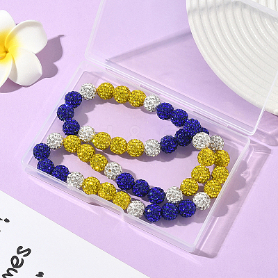1Pc Polymer Clay Rhinestone Round Beaded Stretch Necklaces NJEW-SP0001-14E-1