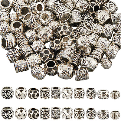 100Pcs 10 Styles Alloy European Beads FIND-SP0003-96-1