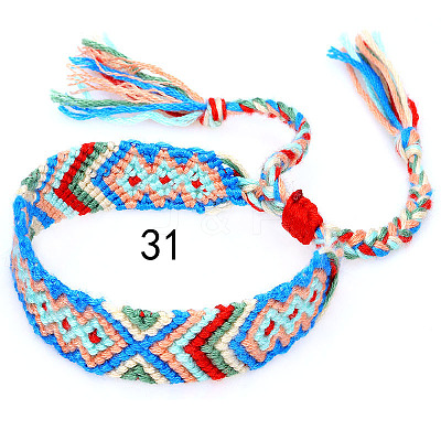 Cotton Braided Rhombus Pattern Cord Bracelet FIND-PW0013-003A-31-1