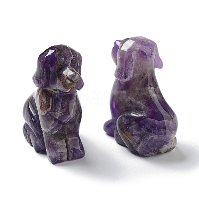 Natural Amethyst Carved Healing Dog Figurines DJEW-F025-01D-1