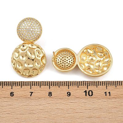 Brass Micro Pave Clear Cubic Zirconia Dangle Stud Earrings EJEW-L275-15G-02-1