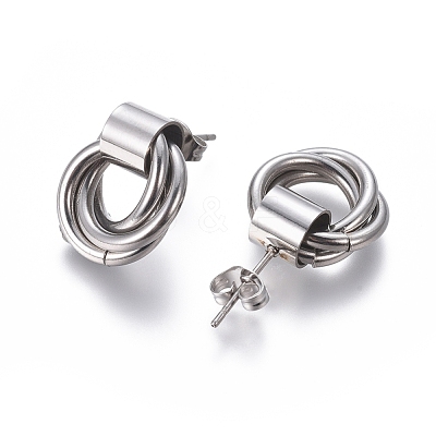 Tarnish Resistant 304 Stainless Steel Stud Earrings EJEW-L241-03P-1