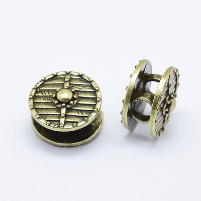 Brass Flat Round Beads KK-P130-064AB-NR-1