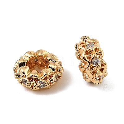 Brass Micro Pave Cubic Zirconia Beads KK-C155-14G-1