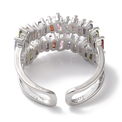 Brass Micro Pave Cubic Zirconia Cuff Rings RJEW-G310-22P-1
