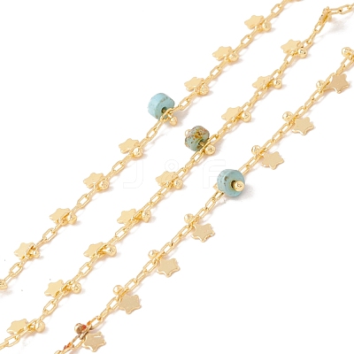 Natural Turquoise Column Beaded Chains CHC-K012-02G-07-1