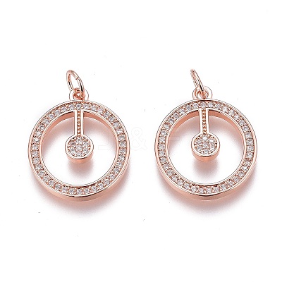 Brass Micro Pave Clear Cubic Zirconia Pendants ZIRC-Z008-16RG-1