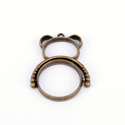 Alloy Open Back Bezel Pendants(rotatable) PALLOY-WH0070-46AB-1