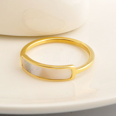 304 Stainless Steel & Shell Finger Rings FS-WG45F01-04-1