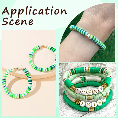 3 Strands Flat Round Handmade Polymer Clay Beads CLAY-SC0001-69A-1