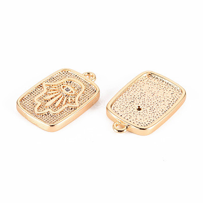 Brass Micro Pave Clear Cubic Zirconia Pendants KK-T062-136G-NF-1