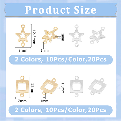 40Pcs 4 Styles Brass Connector Charms KK-FI0001-09-1