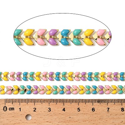 Brass Enamel Leaf Link Chains CHC-F021-02G-02-1