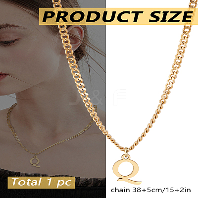 1Pc 304 Stainless Steel Letter Pendant Necklaces NJEW-LP0001-33Q-G-1