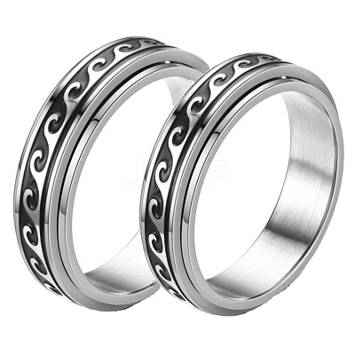 Non-Tarnish Stainless Steel Rotating Finger Ring PW-WG33260-12-1