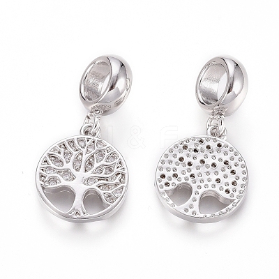 Brass Micro Pave Clear Cubic Zirconia European Dangle Charms OPDL-L016-05P-1