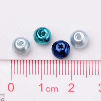 Carribean Blue Mix Pearlized Glass Pearl Beads HY-X006-6mm-03-1