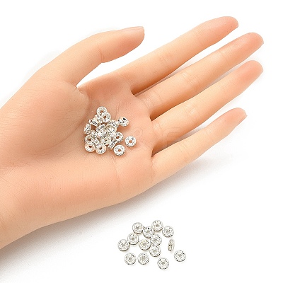 Brass Rhinestone Spacer Beads RB-YW0001-04C-01S-1